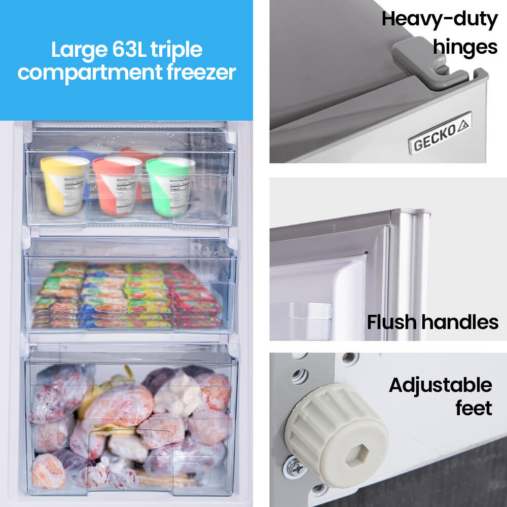 Gecko 160L Upright Portable Fridge Freezer Motorhome Caravan Silver