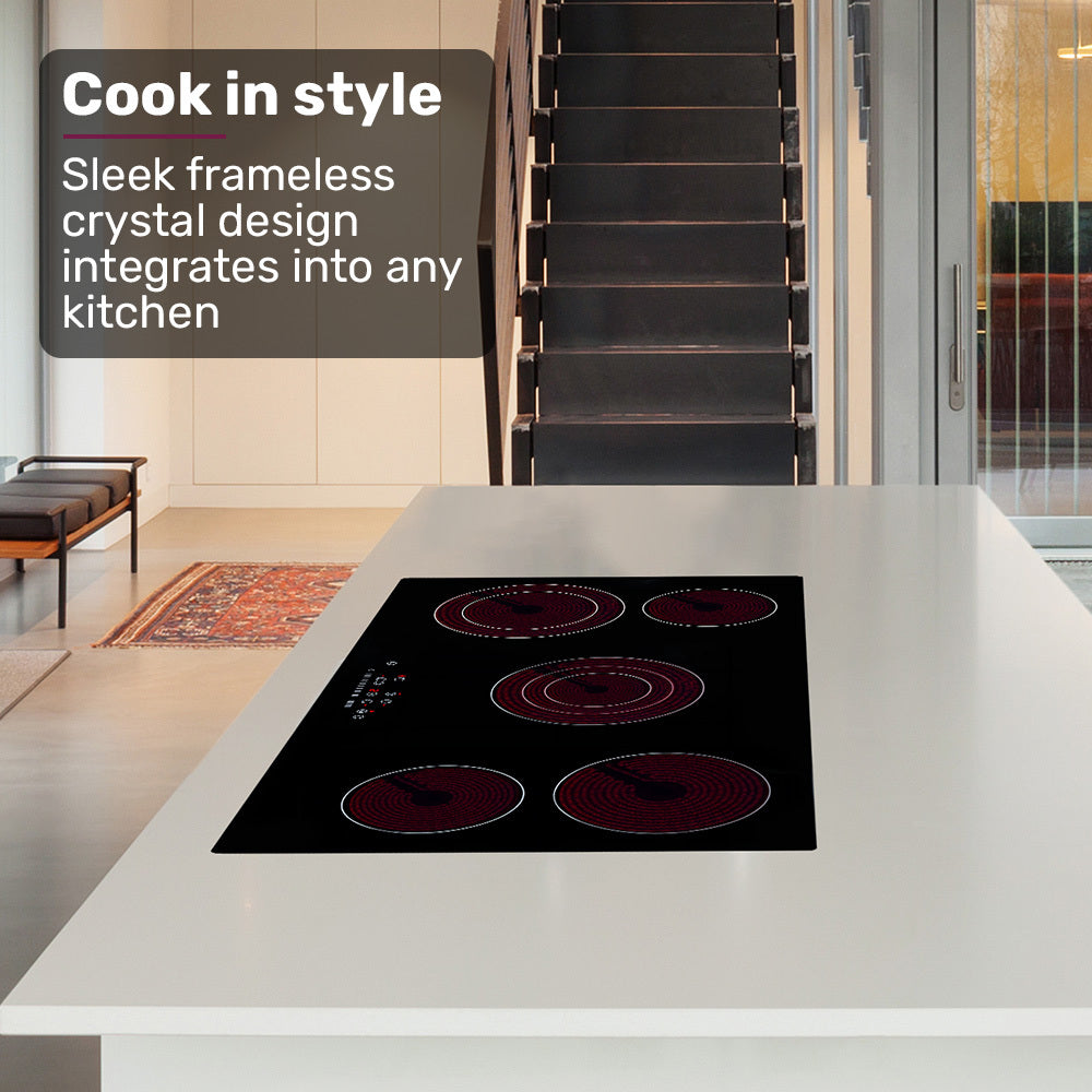 EuroChef 90cm 5 Zone Ceramic Cooktop 8900W Electric FlexiZone Touch Controls