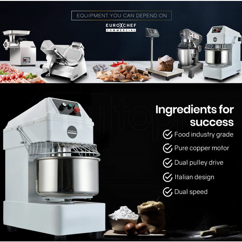 EuroChef 30L Spiral Dough Mixer Commercial Bakery Kneader