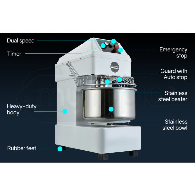 EuroChef 30L Spiral Dough Mixer Commercial Bakery Kneader