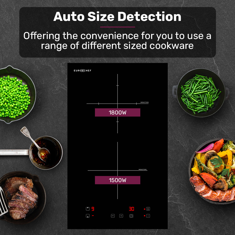 EuroChef 30cm 2 Zone Induction Cooktop 3300W Electric Touch Controls