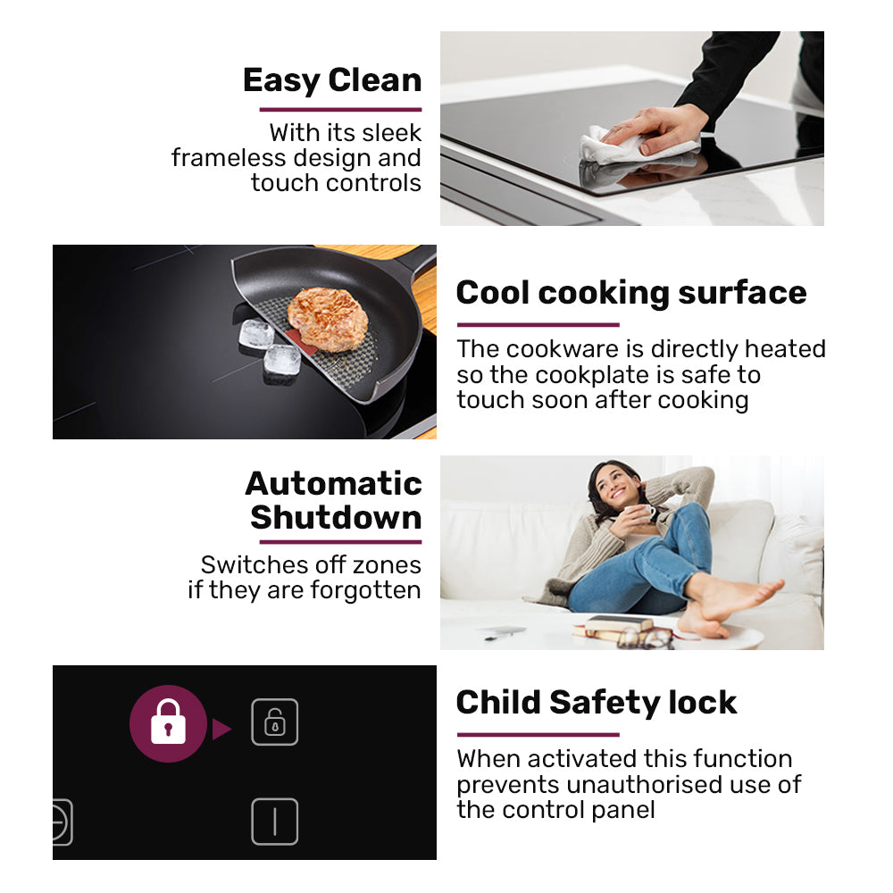 EuroChef 30cm 2 Zone Induction Cooktop 3300W Electric Touch Controls