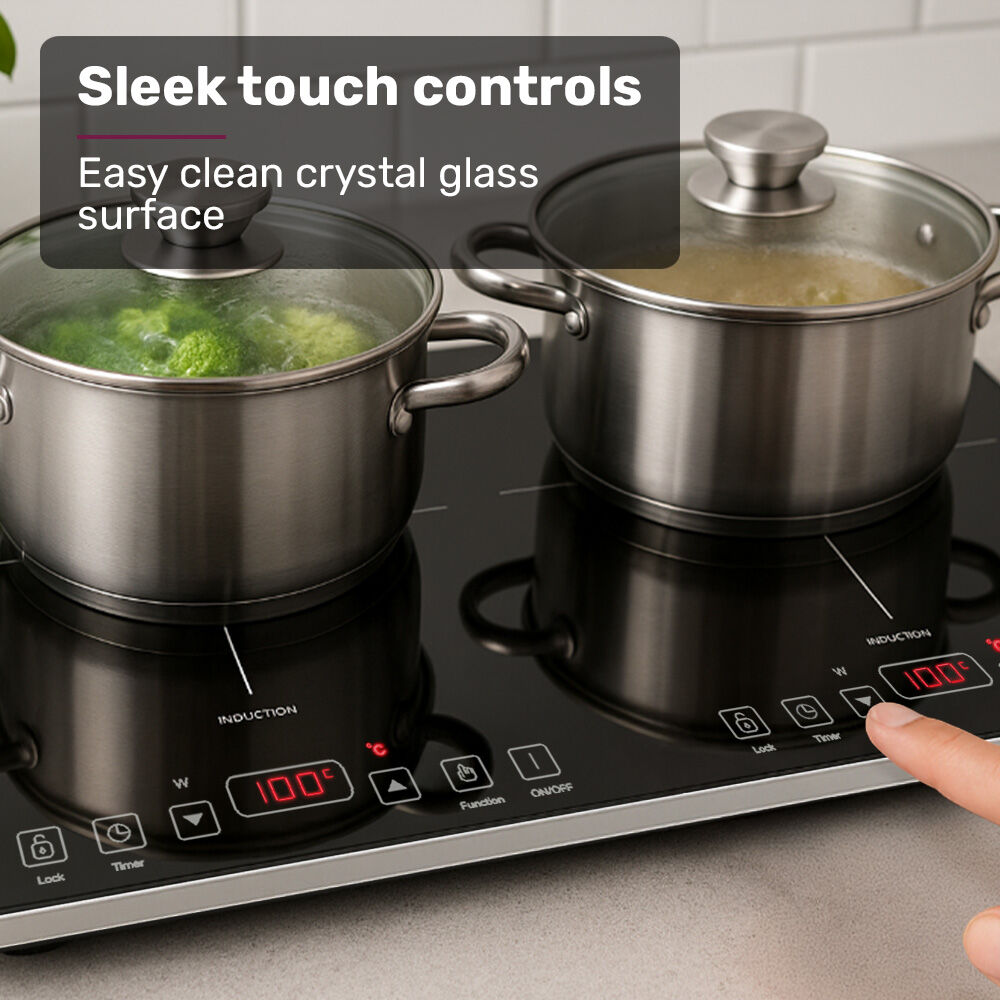 EuroChef Double Induction Cooktop 9 Heat Levels Portable Electric Touch Controls