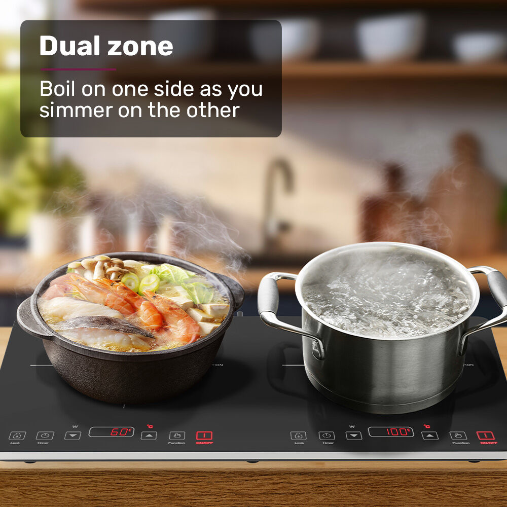 EuroChef Double Induction Cooktop 9 Heat Levels Portable Electric Touch Controls