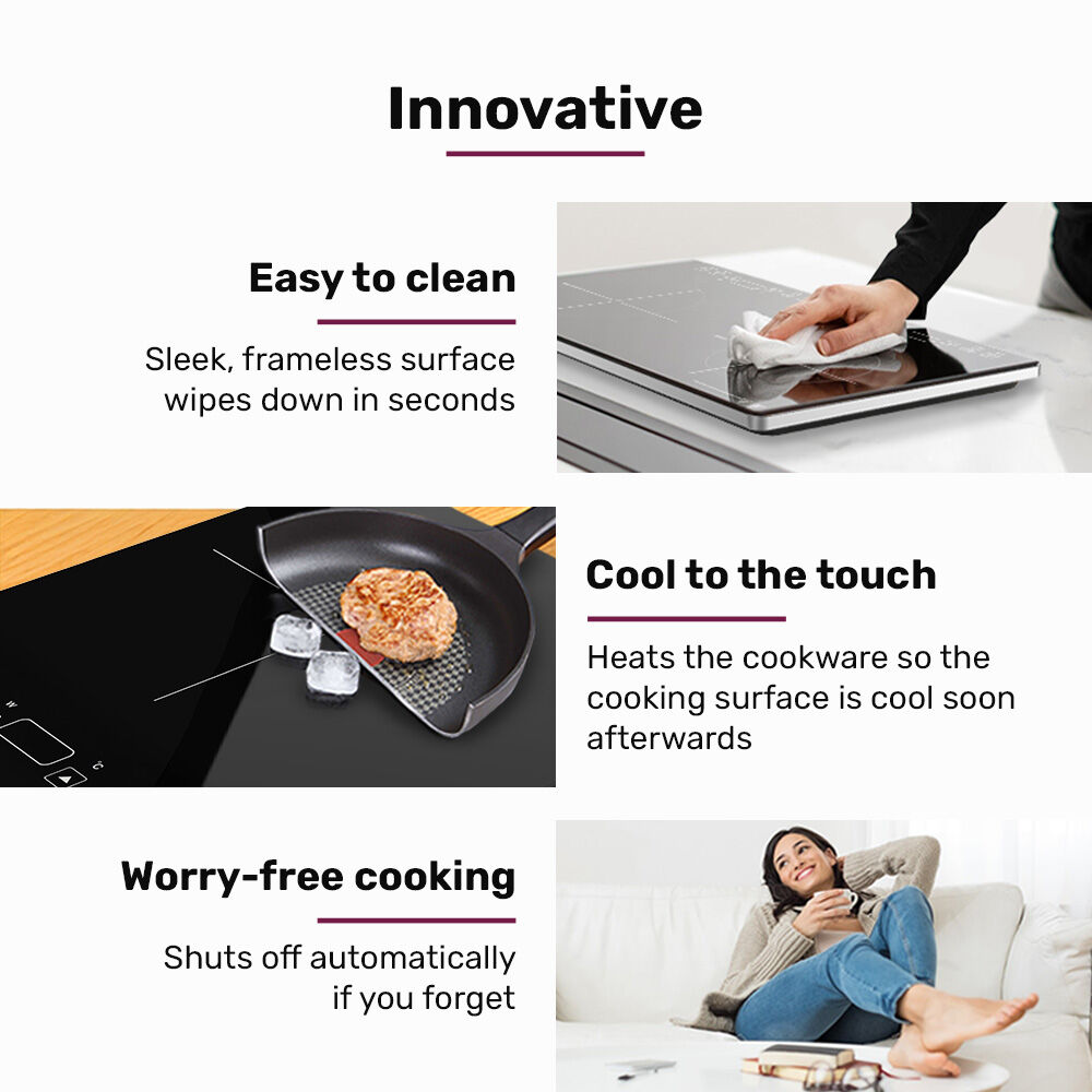 EuroChef Double Induction Cooktop 9 Heat Levels Portable Electric Touch Controls