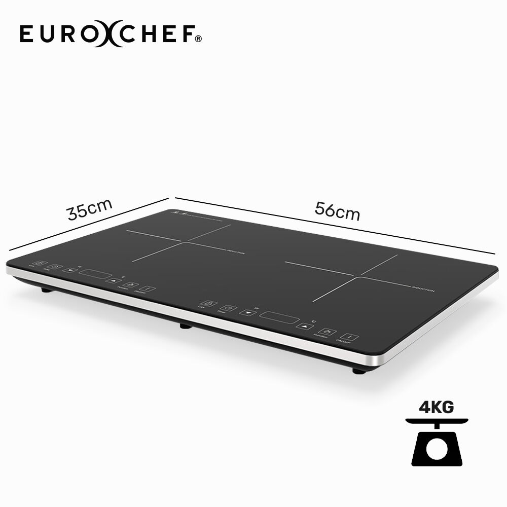 EuroChef Double Induction Cooktop 9 Heat Levels Portable Electric Touch Controls