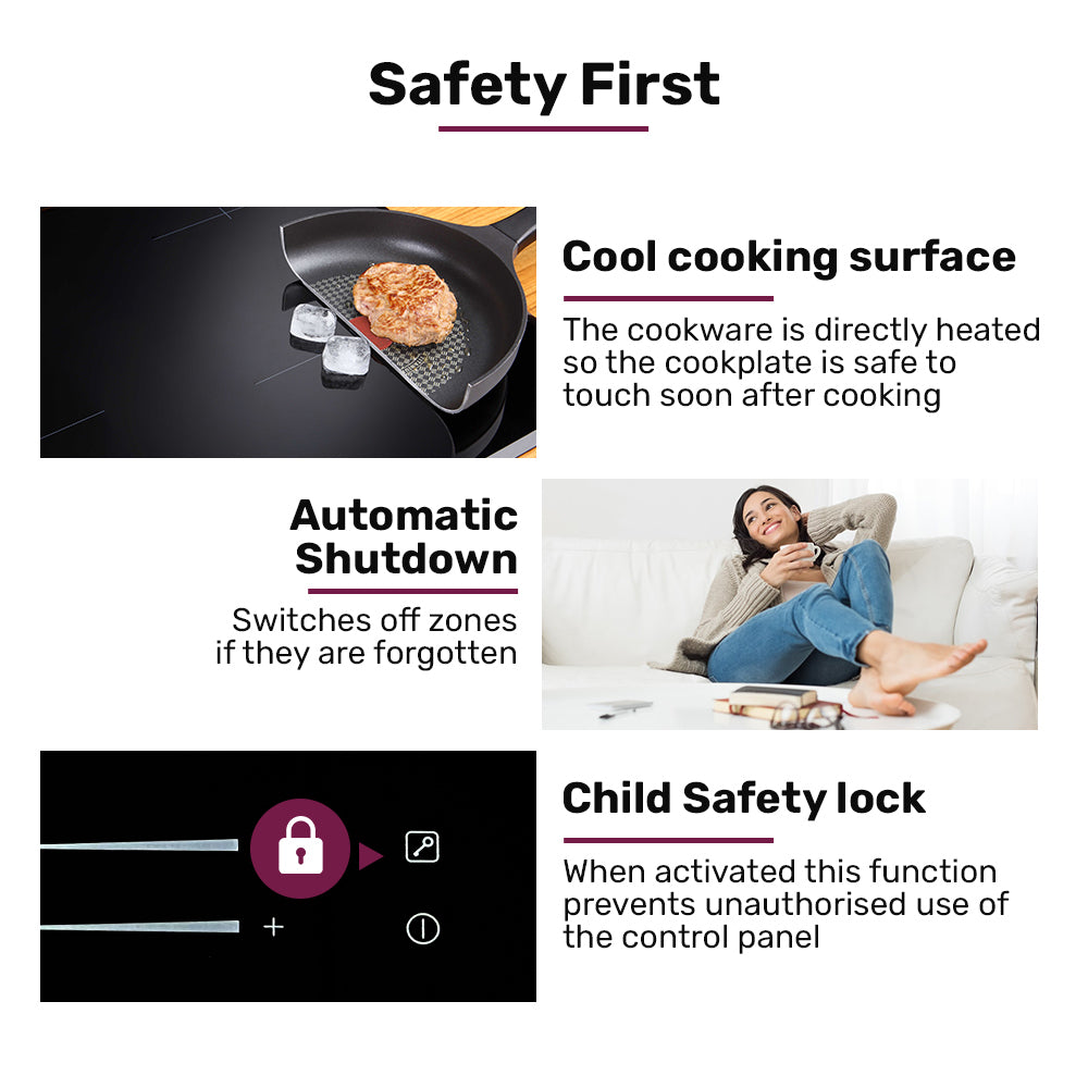 EuroChef 60cm 4 Zone Induction Cooktop 7200W Electric Touch Controls