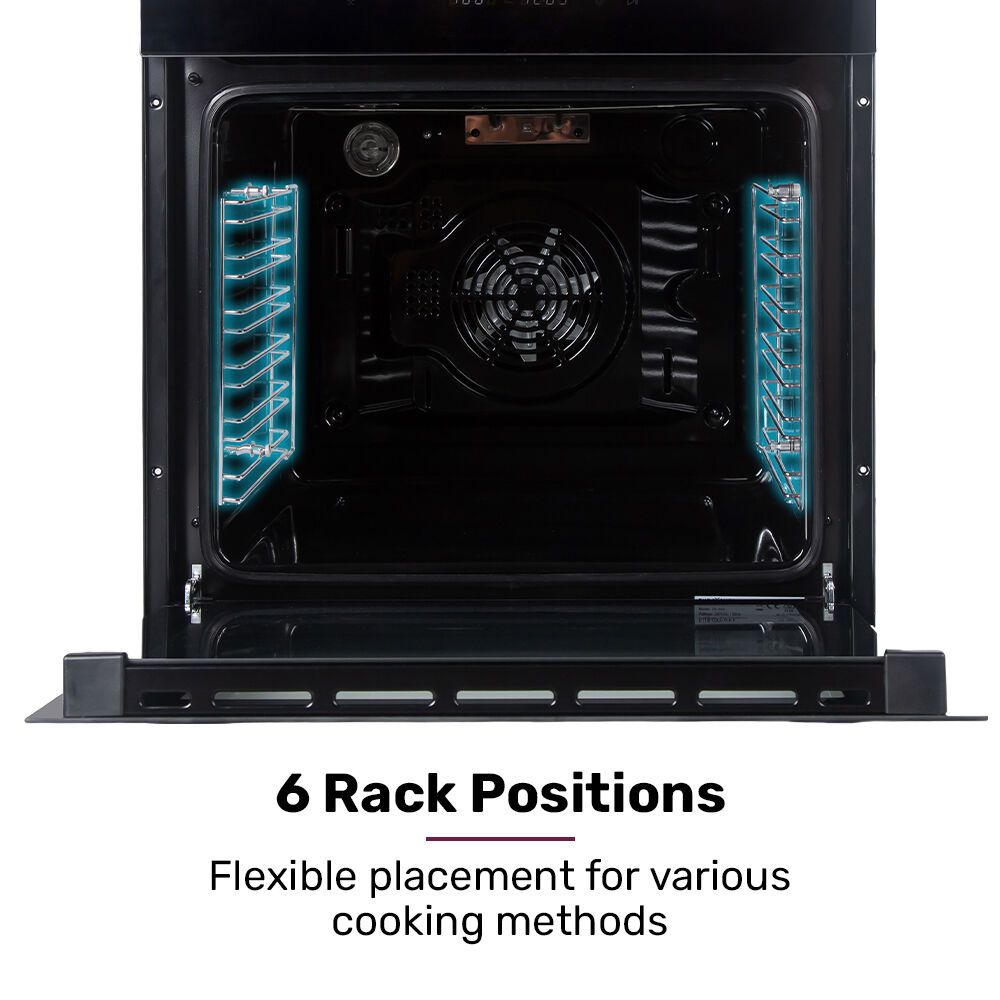 EuroChef 60cm Built-In Electric Wall Oven 80L Black