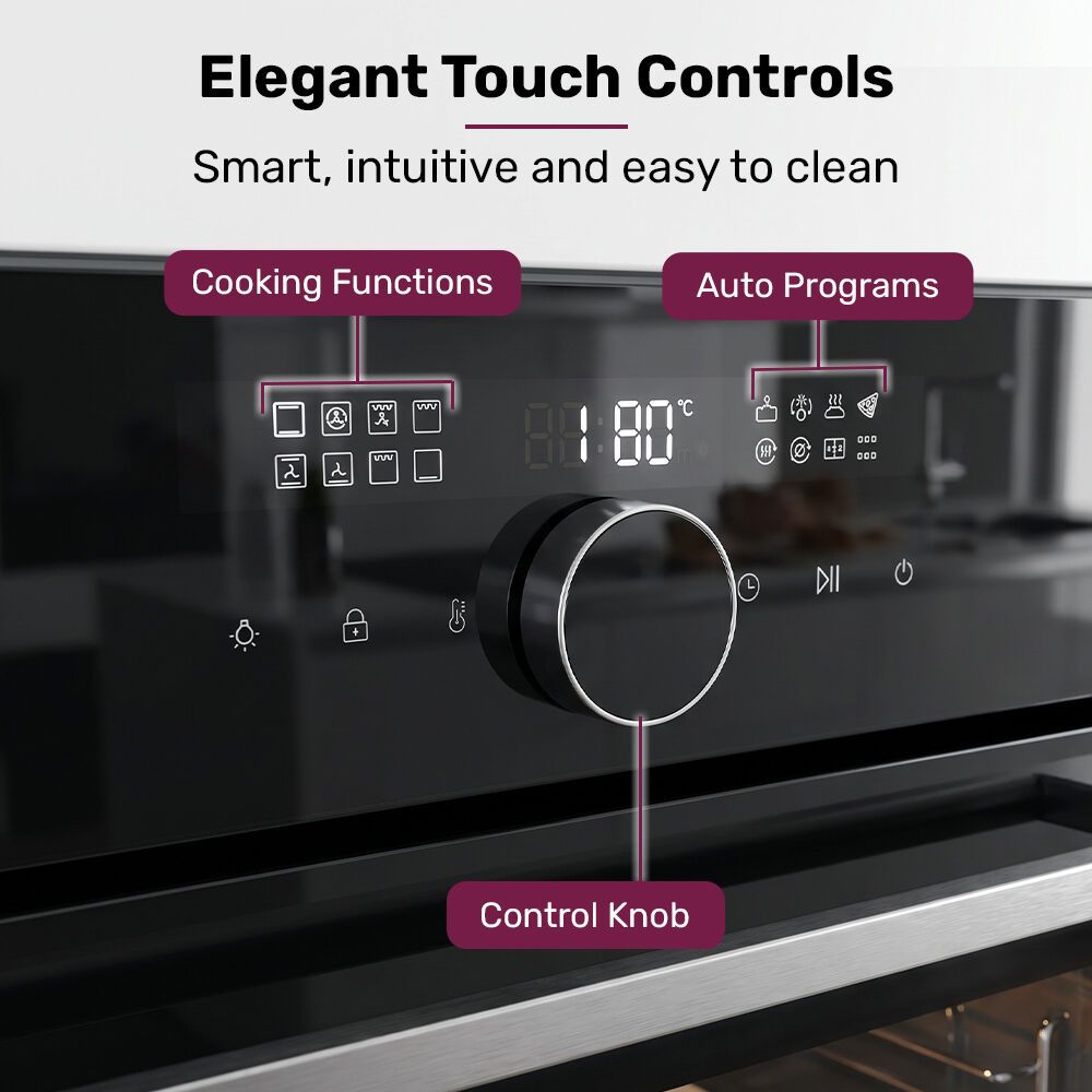 EuroChef OE-8A5 60cm Built-In Electric Oven 80L Black