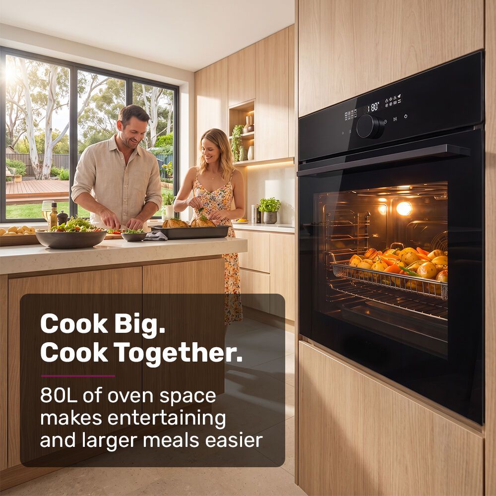 EuroChef OE-8A5 60cm Built-In Electric Oven 80L Black