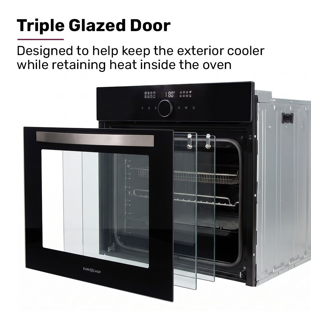 EuroChef OE-8A5 60cm Built-In Electric Oven 80L Black
