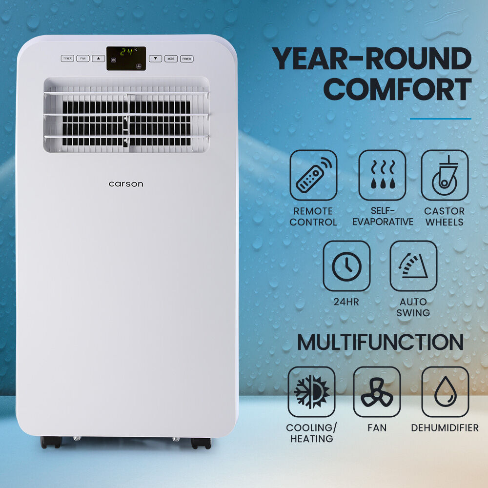 CARSON 2.9kW Reverse Cycle Portable Air Conditioner and Heater, with Dehumidifier, Cooling and Heating AC
