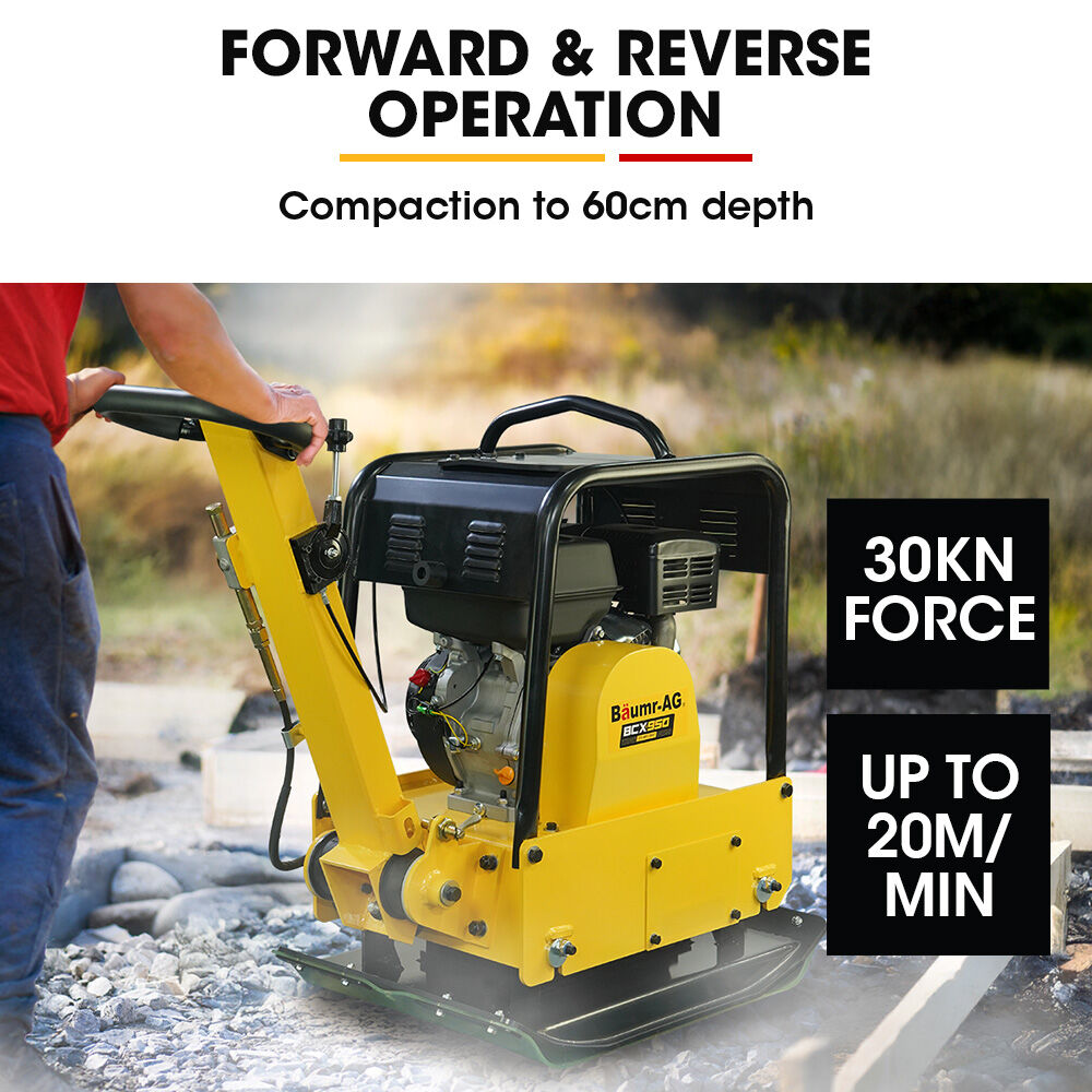 BCX-950 185kg Reversible Vibratory Plate Compactor 9HP Petrol Wheel Kit