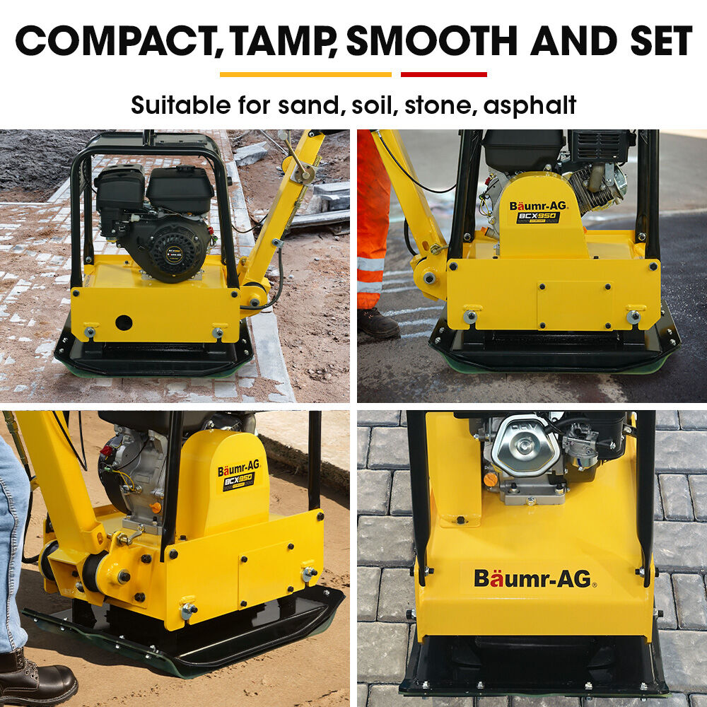 BCX-950 185kg Reversible Vibratory Plate Compactor 9HP Petrol Wheel Kit