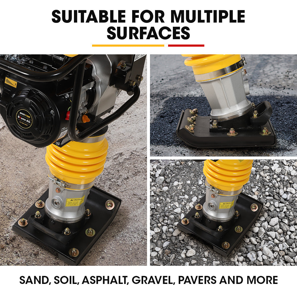 BRM-700 285x345mm Tamping Rammer 10kN 6.5hp with Transport Wheel Kit