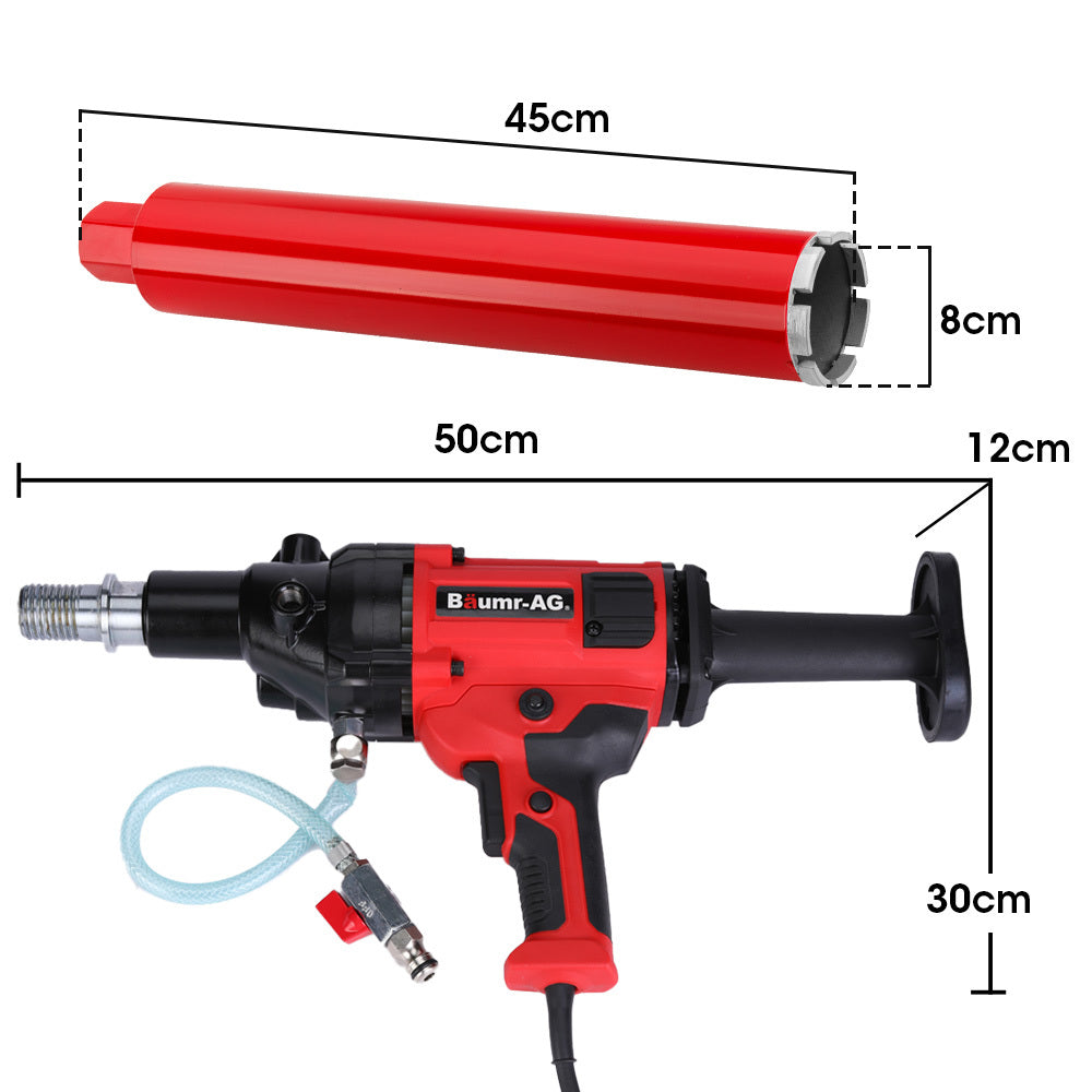 HC-120 120mm Handheld Core Drill 1800W Wet/Dry Combo with 76mm Diamond Bit