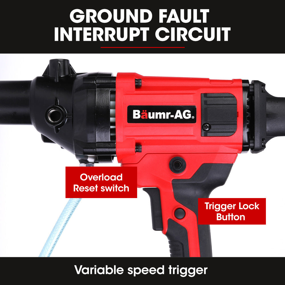 HC-120 120mm Handheld Core Drill 1800W Wet/Dry Combo with 76mm Diamond Bit