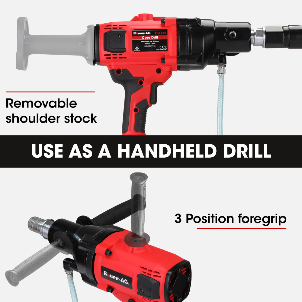 Baumr-AG 2000W 160mm Handheld Concrete Core Drill Wet/Dry Rig Stand