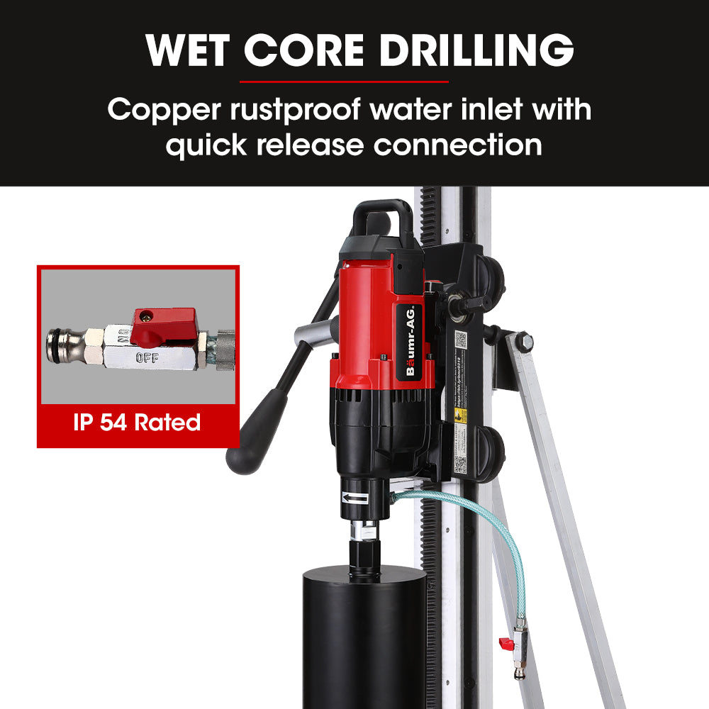 Baumr-AG 3200W 300mm Wet/Dry Core Drill Wheeled Rig Combo