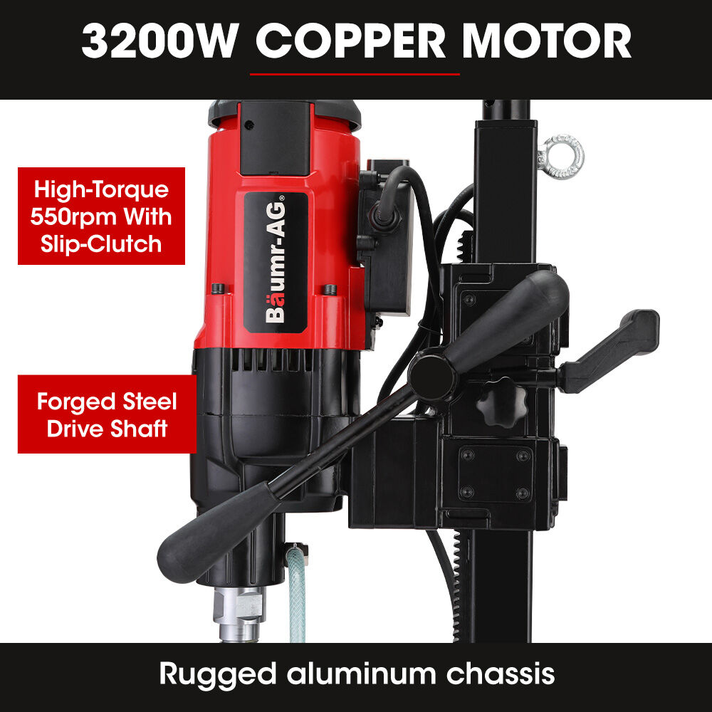 Baumr-AG 280mm Wet/Dry Core Drill 3200W Wheeled Stand 127mm Bit Combo