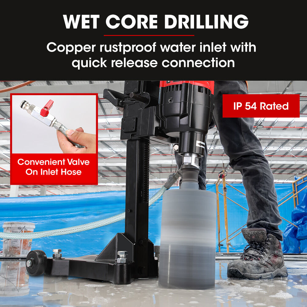 Baumr-AG 280mm Wet/Dry Core Drill 3200W Wheeled Stand 127mm Bit Combo