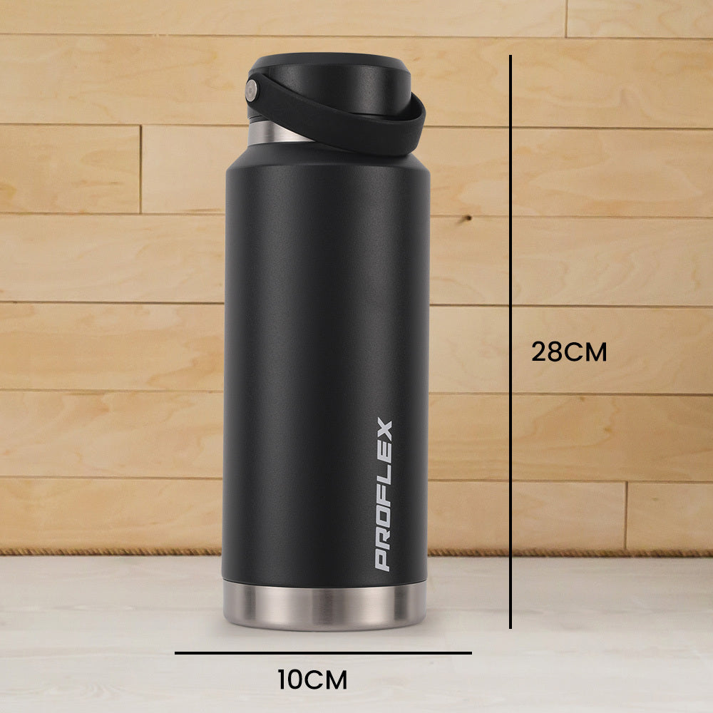 Proflex 1L Insulated Stainless Steel Water Bottle Black