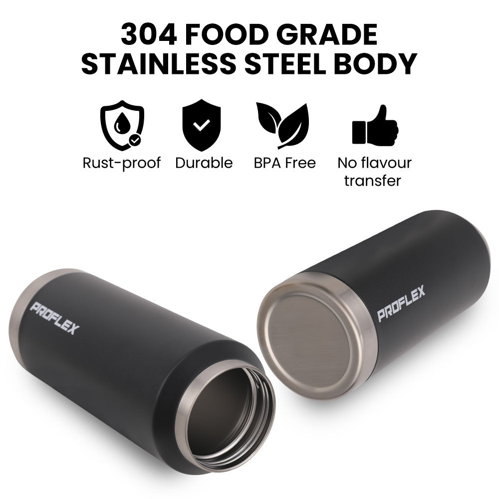 Proflex 1L Insulated Stainless Steel Water Bottle Black