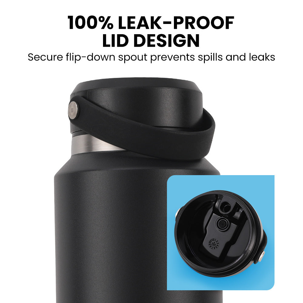 Proflex 1L Insulated Stainless Steel Water Bottle Black