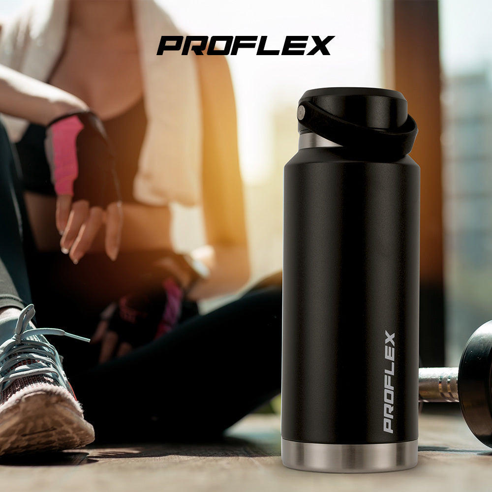 Proflex 1L Insulated Stainless Steel Water Bottle Black