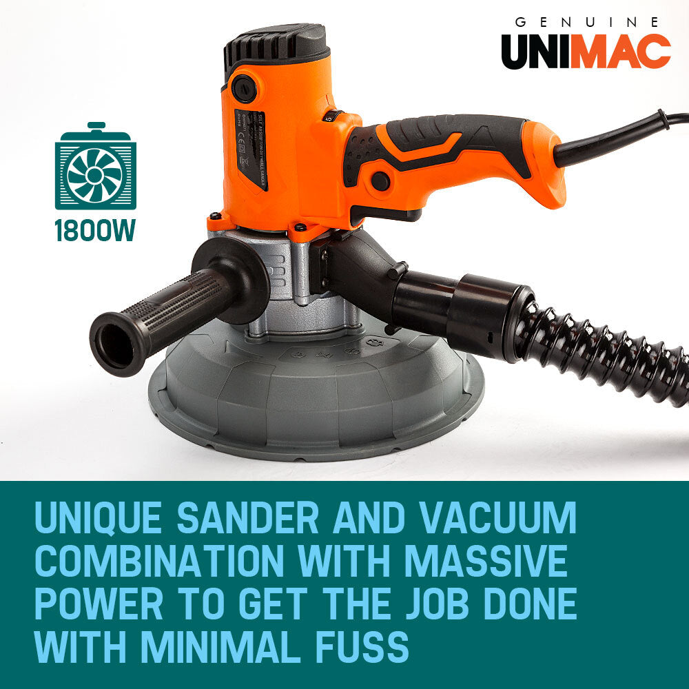 1800W 6-Speed Drywall Sander with Vacuum, 12 Discs - UNIMAC