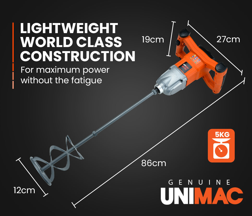 1800W Electric 7-Speed Mixer for Plaster, Cement & Paint - UNIMAC