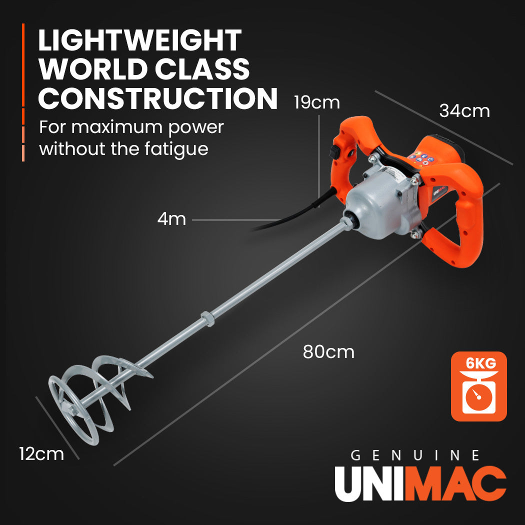 1800W Power Paddle Mixer for Plaster, Cement, Mortar - Unimac