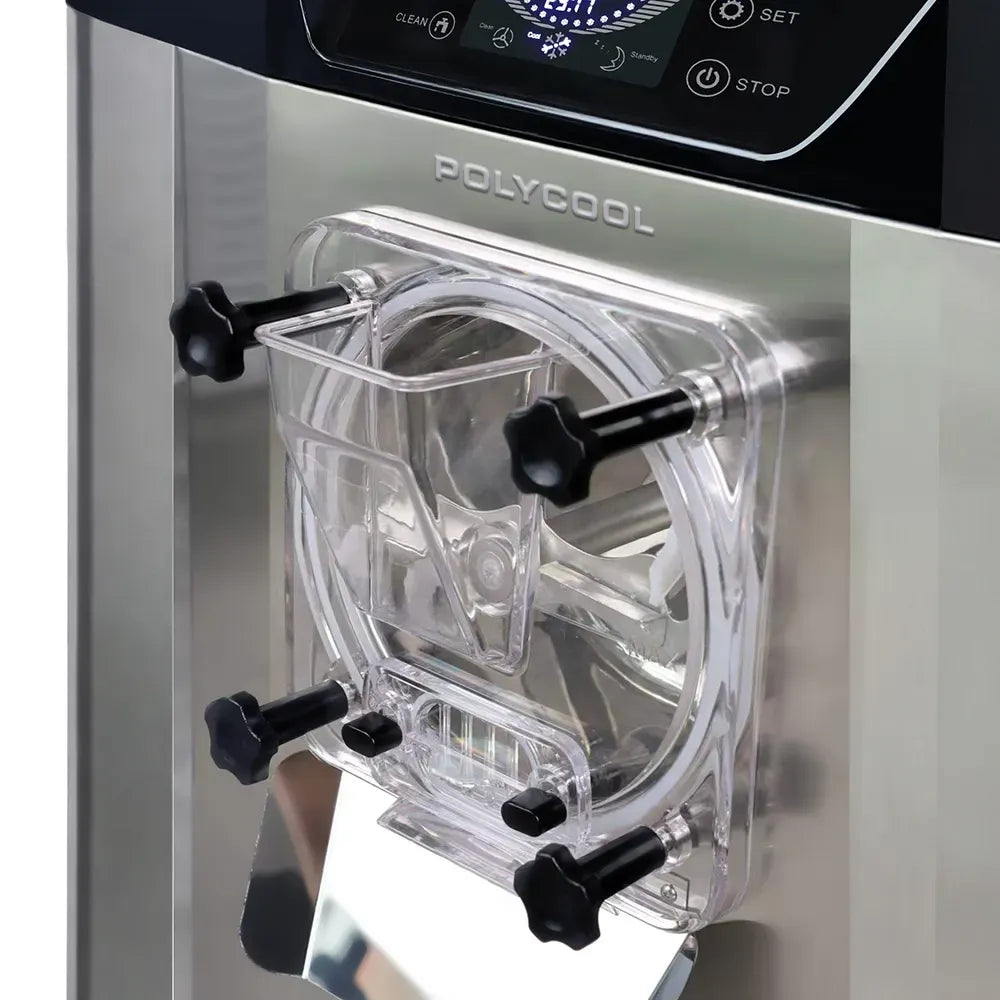 POLYCOOL Commercial 4L Benchtop Hard Ice Cream and Gelato Machine, 16L/hr output, 1400W, Stainless Steel, Digital Control Panel