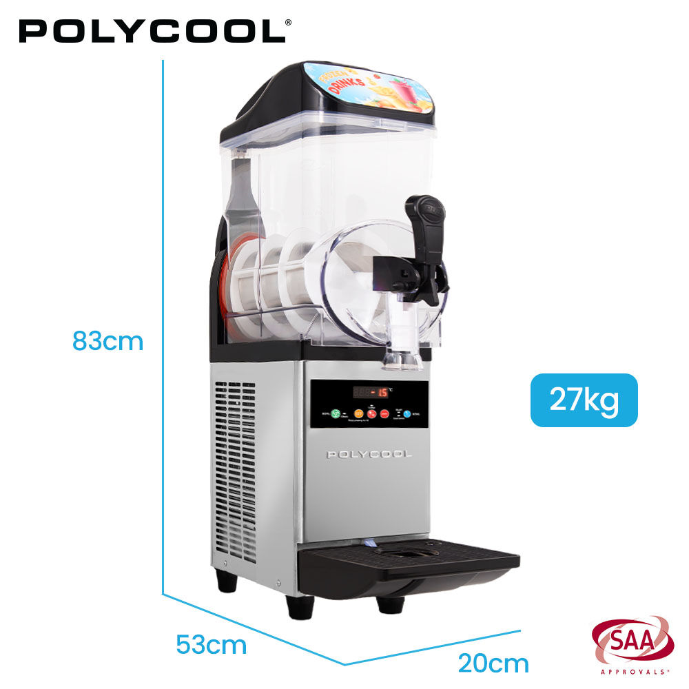 POLYCOOL 12L Single Tank Commercial Slush Machine, Digital Control Panel, SAA Approved, Juice and Frozen Slushy Maker