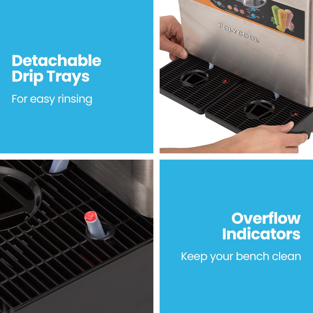 POLYCOOL 24L Double Tank Commercial Slush Machine, Digital Control Panel, SAA Approved, Juice and Frozen Slushy Maker