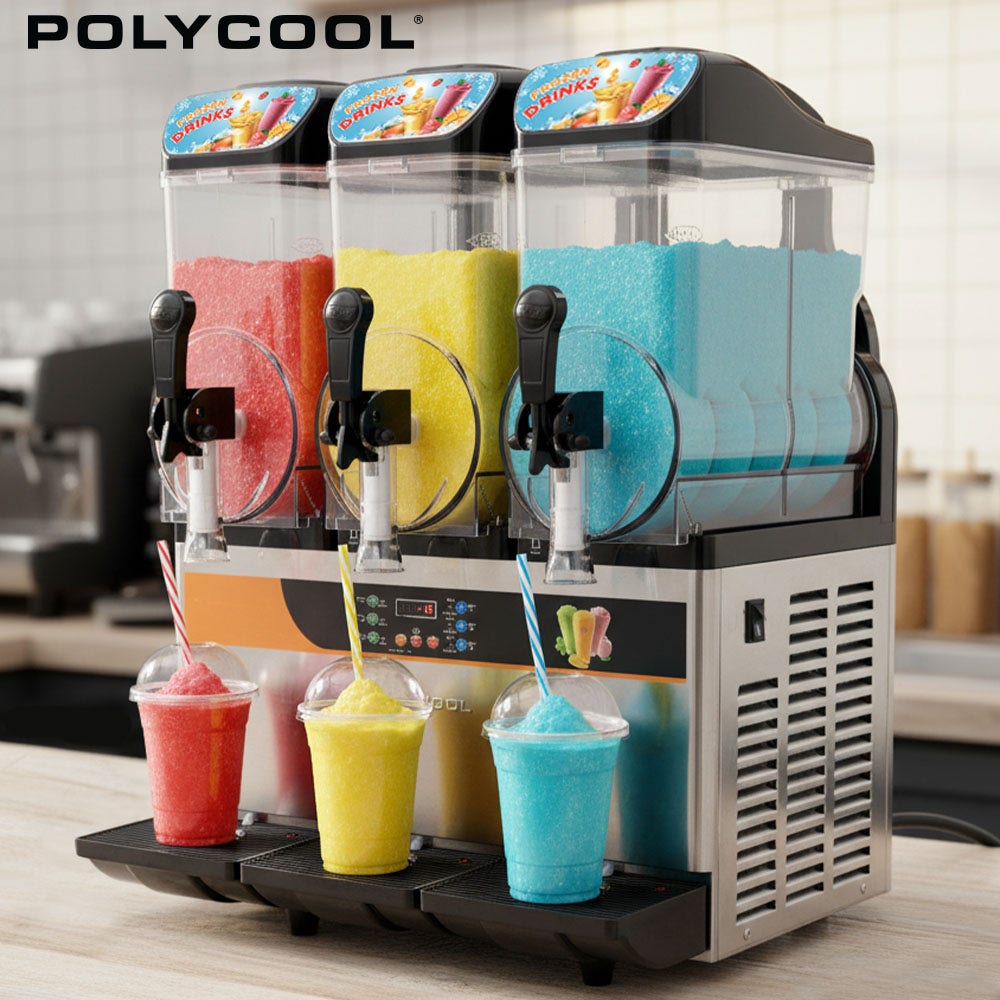 POLYCOOL 36L Triple Tank Commercial Slush Machine, Digital Control Panel, SAA Approved, Juice and Frozen Slushy Maker