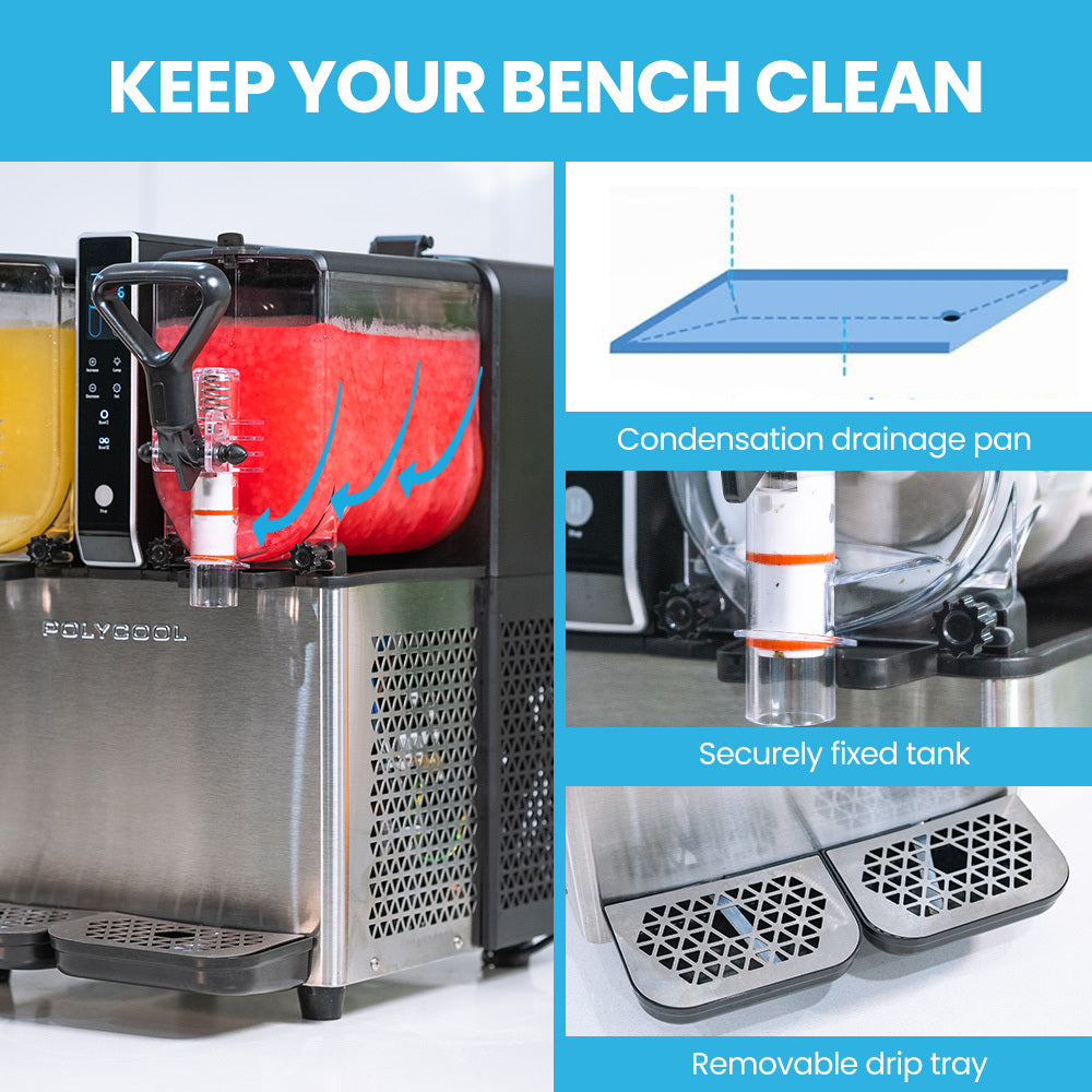 POLYCOOL 6L Double Tank Slushie Machine, Independent Digital Control Slushy Maker