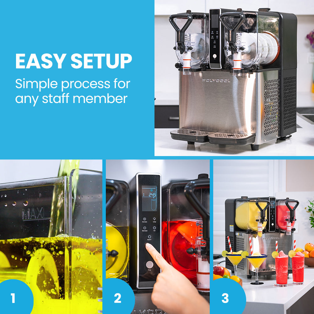 POLYCOOL 6L Double Tank Slushie Machine, Independent Digital Control Slushy Maker