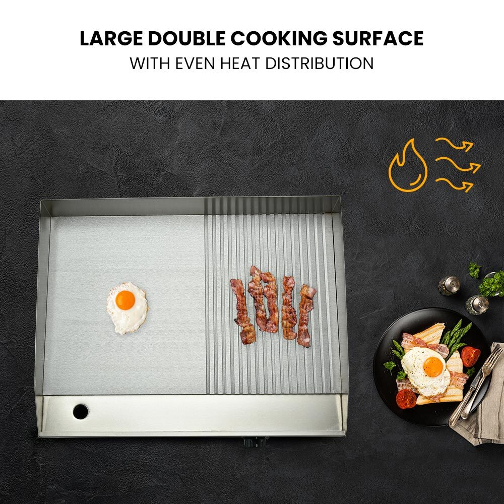 Dual Zone Electric Griddle 2200W 55x35cm Splashguard Thermomate