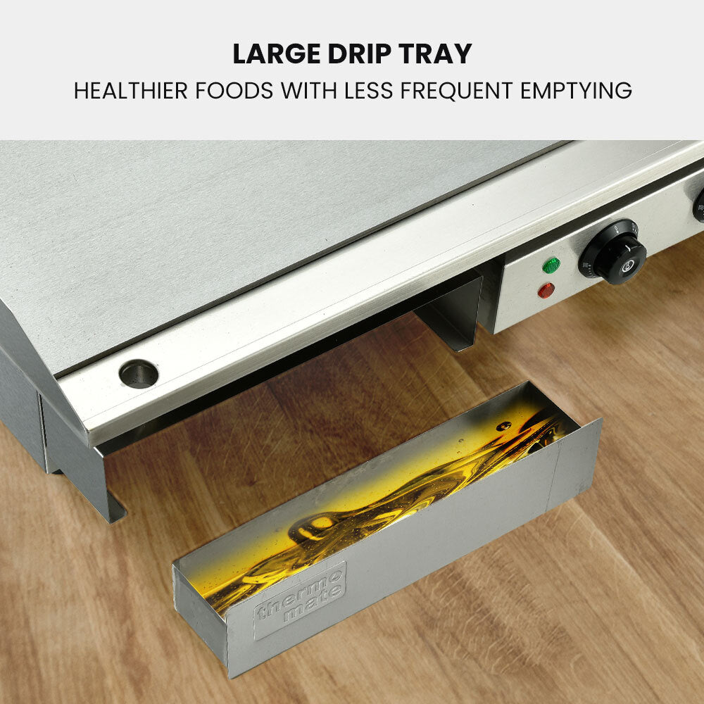 Dual Zone Electric Griddle 2200W 55x35cm Splashguard Thermomate