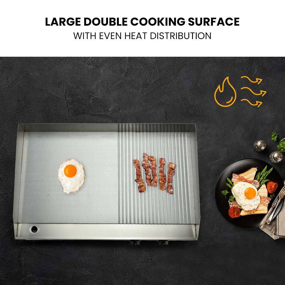 4400W Dual Zone Electric Griddle, Extra Large, Stainless Steel - Thermomate