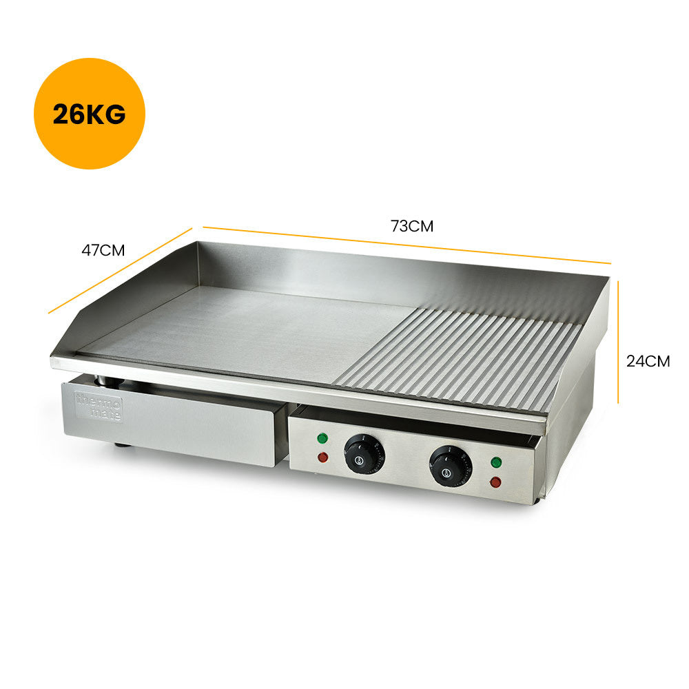 4400W Dual Zone Electric Griddle, Extra Large, Stainless Steel - Thermomate