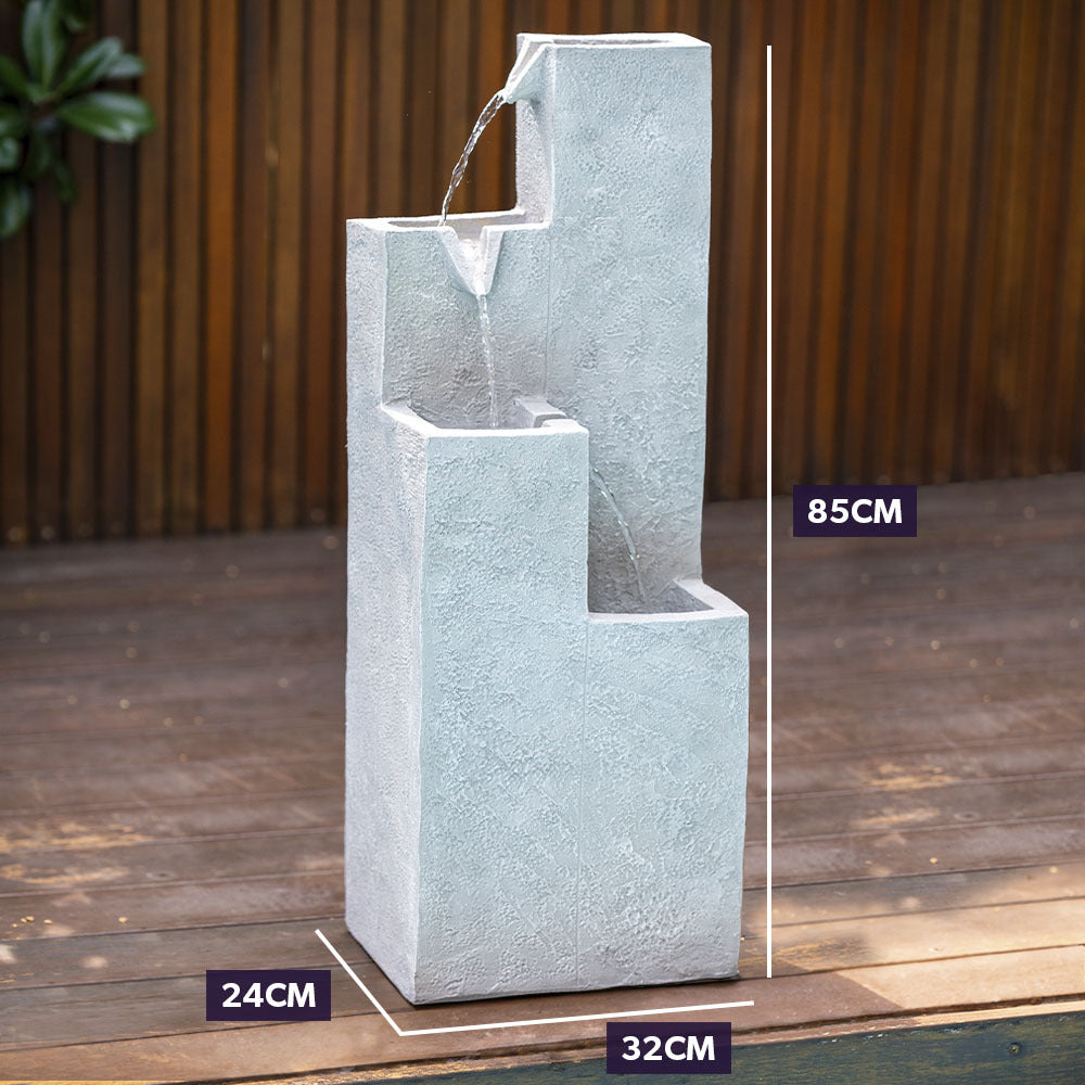 Protege 4 Level Solar Water Fountain Outdoor Feature Cascading Light Grey