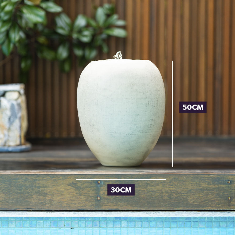 Protege Pot Style Solar Water Feature Fountain, with Panel Kit, LED Lights, Light Grey