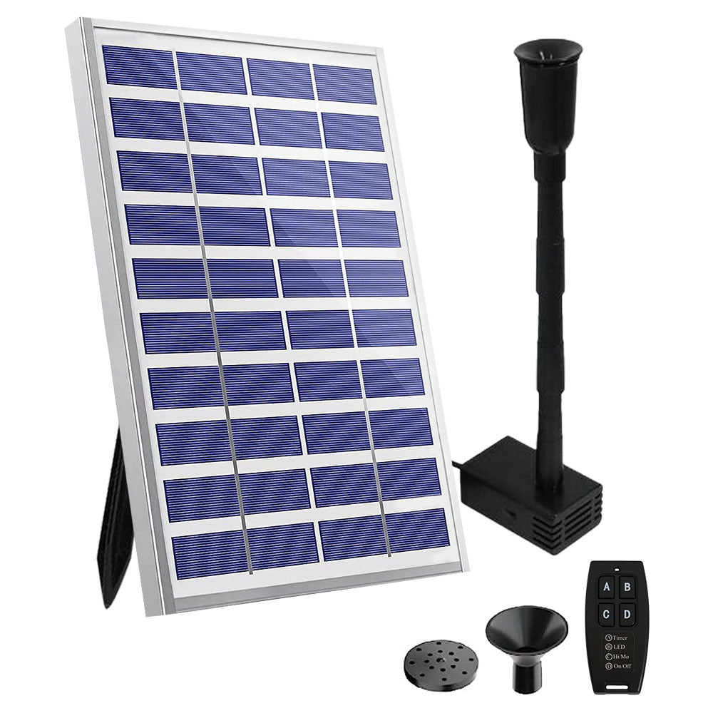 Protege Hi-Flow Solar Fountain Pond Pump Remote Control LED Nozzle Kit