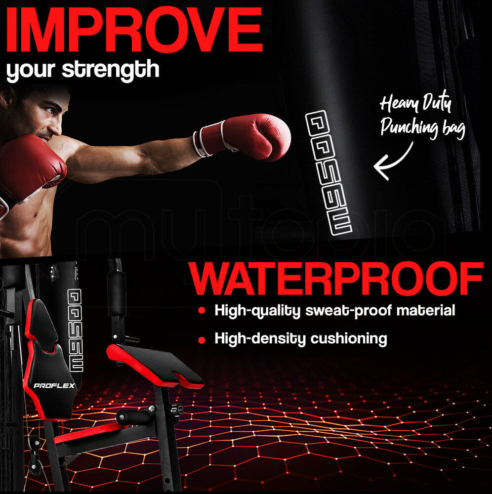 PROFLEX Home Gym Exercise Machine Fitness Equipment Weight Bench Press Set 148lbs