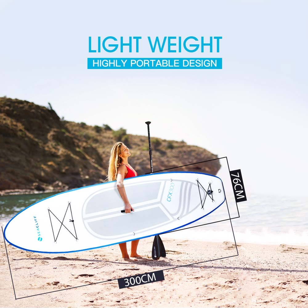 Lightweight Inflatable SUP & Kayak, 300cm, 125kg Max - Seacliff