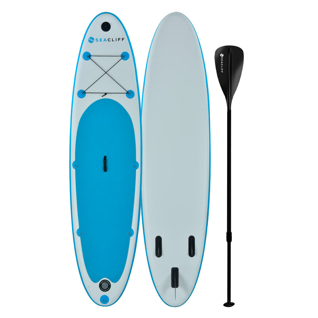 Rugged Inflatable Paddle Board Set 10ft, Telescopic Paddle, Seacliff