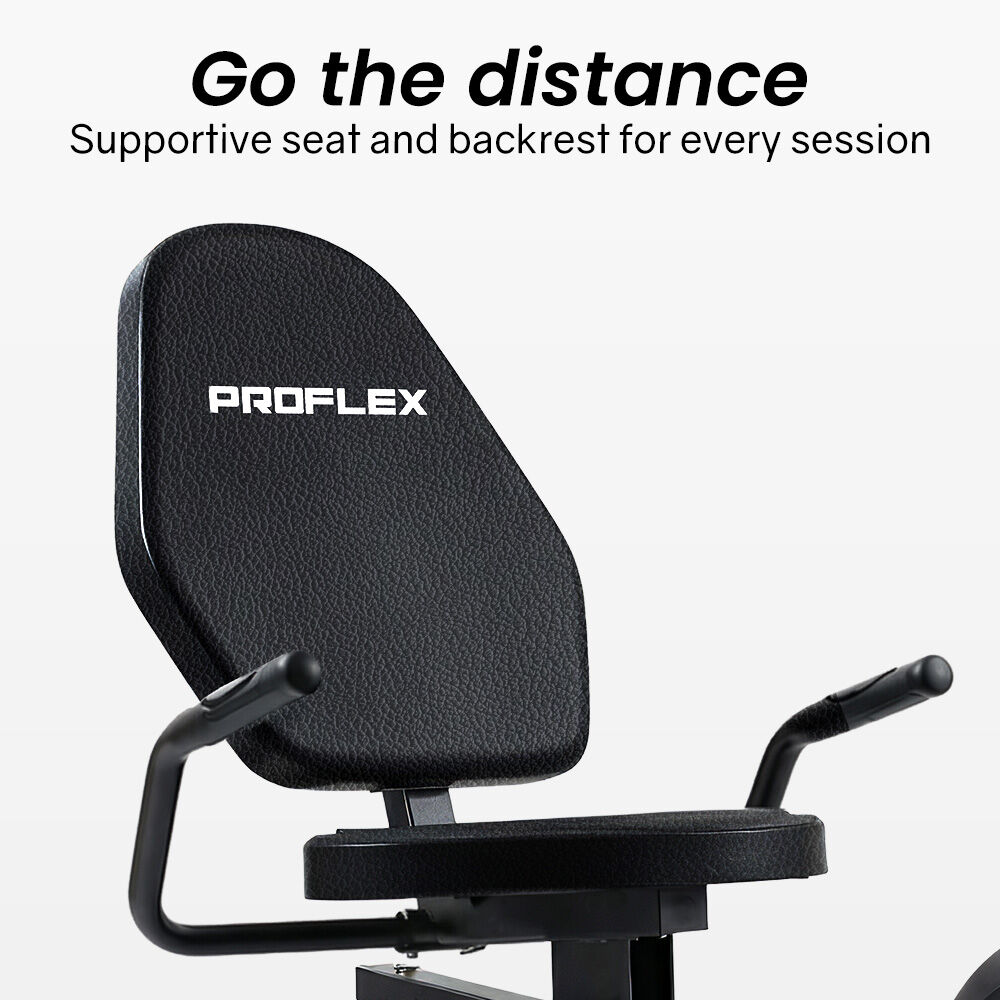 PROFLEX Magnetic Recumbent Exercise Bike, LCD Display, Heart Rate Sensors, Adjustable Seat, 8-Level Resistance, Comfortable Seated Home Cardio Fitness Machine