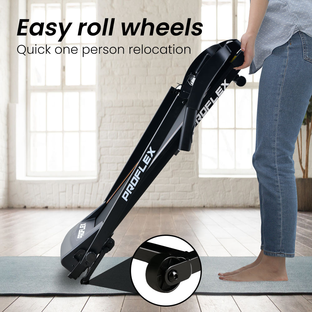 PROFLEX TRX3 Electric Treadmill, Compact Size, Foldable, USB/MP3, Pulse Sensors
